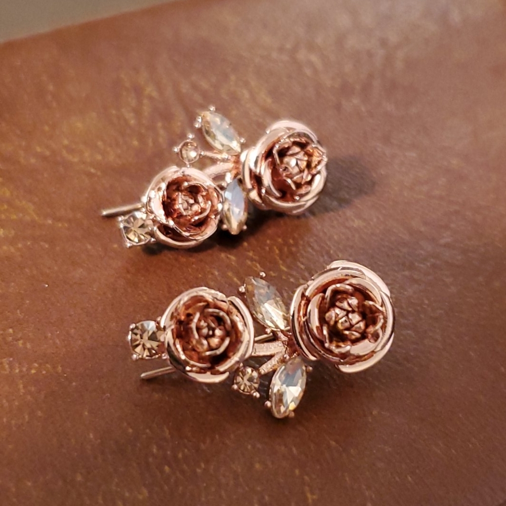 Kate Spade rose gold ear climber earrings